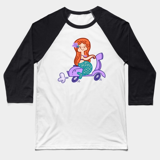 Scooter Mermaid Baseball T-Shirt by Fluffymafi